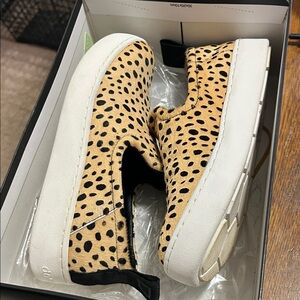 Dolce Vita Tan and Black Slip-On Sneakers hair on hide